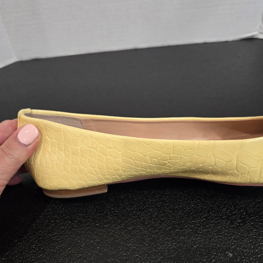 Nanette Lapore Haylie Ballet Flats Yellow Crocodile Embossed Sz 9.5M Officecore - Picture 4 of 12